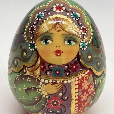 Hand Painted Wooden Ukrainian Egg