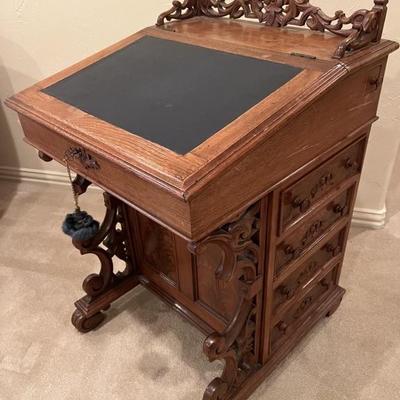 Antique 19th Century Davenport Desk w/ Key
