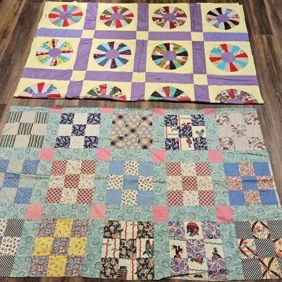 2- Machine Stitched Quilt Tops: 94x74" & 88x73in