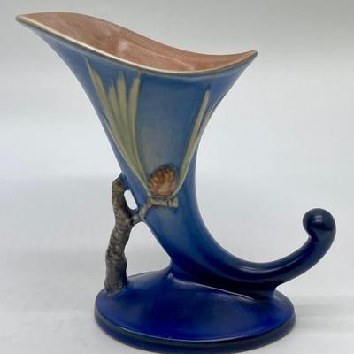 Vintage Roseville Pottery Foxglove Cornucopia Vase 1/2