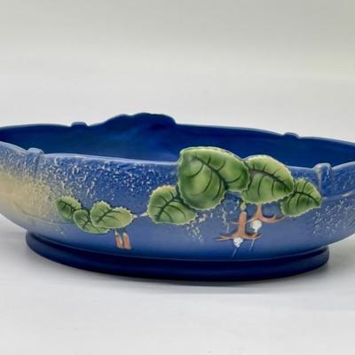 Vtg. Fuchsia Blue by Roseville Pottery Oval Bowl