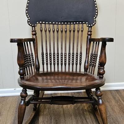 Spindle Rocker w/ Black Leather Headrest