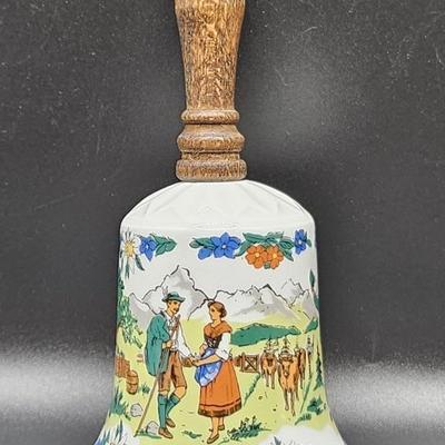 Vintage Wood Handle Porcelain Bell by SPM from Germany