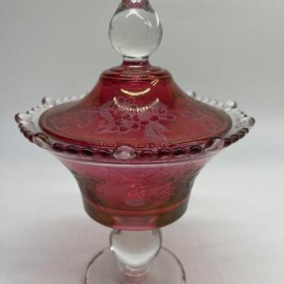Vintage Flashed Ruby Glass Candy Dish