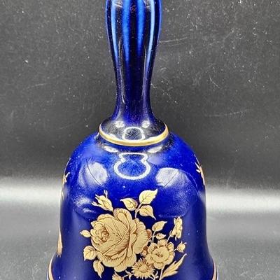 Bavarian Blue Porcelain w/ 22k Gold Trim Bell