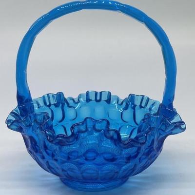 Vintage Thumbprint Colonial Blue Basket by Fenton