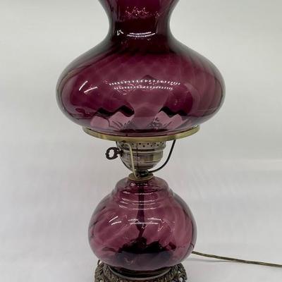 Vintage Electric Purple Glass Parlor Lamp, 1/2