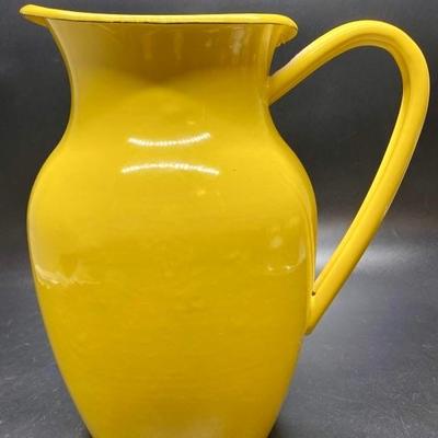 Mid Century Enameled Yellow Water Pitcher