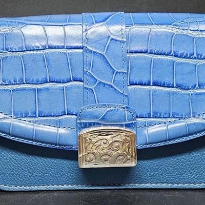 Brighton Blue Croc Pattern Handbag w/ Dust Cover