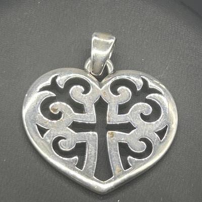 James Avery Sterling Silver Cross in Heart Pendant
