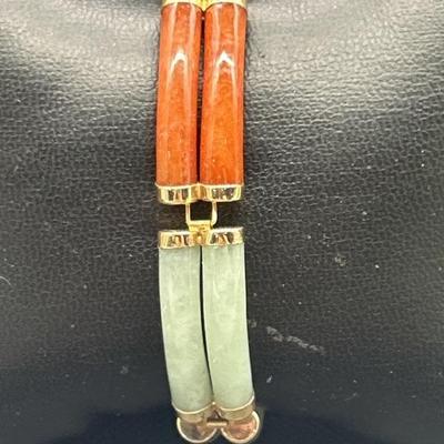14kt Gold w/ Jade Bracelet, 
 TW 21.8g
