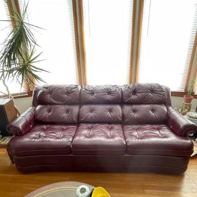 Merlot color leather sofa