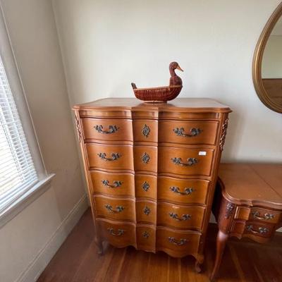 serpentine high boy dresser