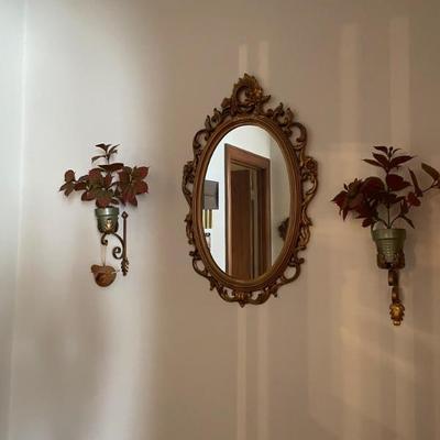 accent mirror with matching sconces 