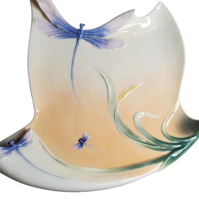 Franz Collection Dragonfly porcelain cake plate 
