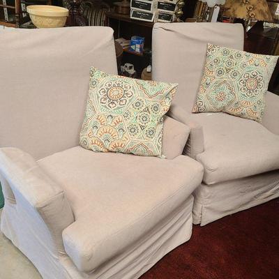 slip covered designer chairs 