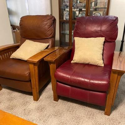 Reclining mission style chairs. Available for presale. 