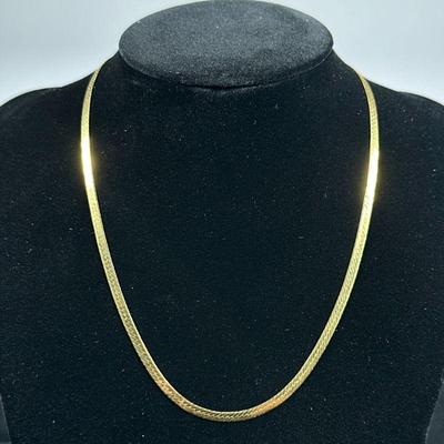 14K GOLD CHAIN | Herringbone link 14K gold chain marked on clasp “14K ITALY” 4.9g. - l. 16 in

