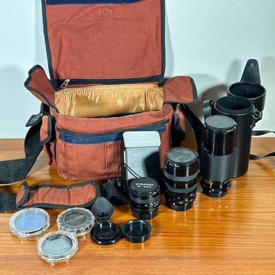 CAMERA LENSES & EQUIPMENT | Including: TIFFEN 52mm SKY 1-A lens in leather case, Soligor Kalimar UV 58mm lens, Cimko MT Series 52mm...
