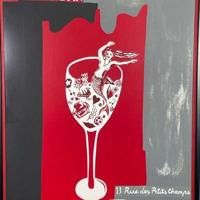 SOPHIE HERSHEIMER POSTER | Willi’s Wine Bar. Framed poster. Signed lower left. - l. 41 x w. 29.5 in

