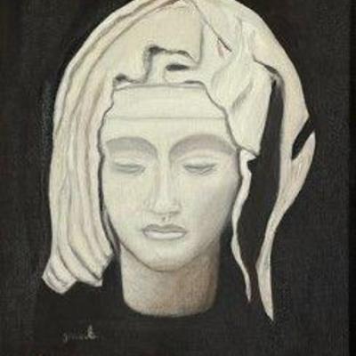 ROSIE OIL PAINTING | untitled. Oil on canvas. 14 x 11 in. Signed lower right. - l. 18.5 x w. 16 in

