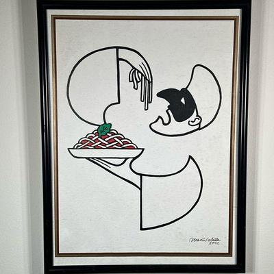 MARCO LATELLS ARTWORK | Masquerade spaghetti. 14 x 10.25 in. sight. Signed lower right. - l. 16.25 x w. 12.25 in

