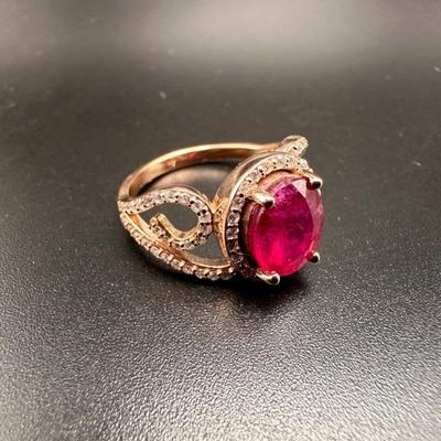 Ruby and Diamond on 14k rose gold 