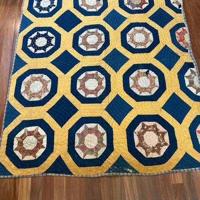 Blue and gold octagon 66x76"