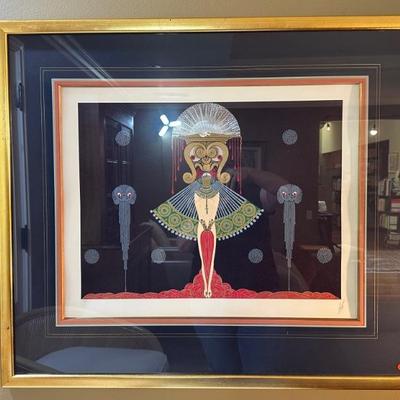 Erte’ Saloma - Screenprint with embossing and foil stamping – signed. 31”x36”. (Egyptian scene).