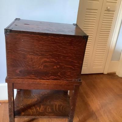 $125-Wooden filing cabinet on casters 30”H 18” x 13” 