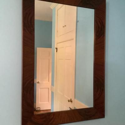 $140- Burl wood mirror 38”H 26”W