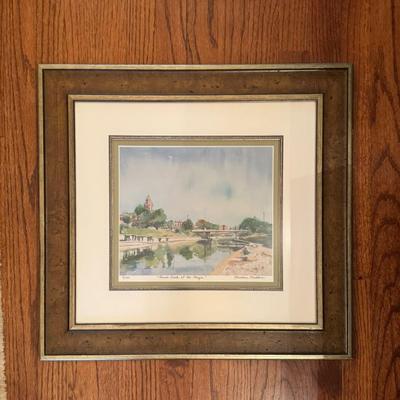 $40 Vinrage printing Brush Creek at the Oark, Kansas City, Missouri. Signed by the artist, numbered 9/100. Custom Framed 21” x 23”. 
