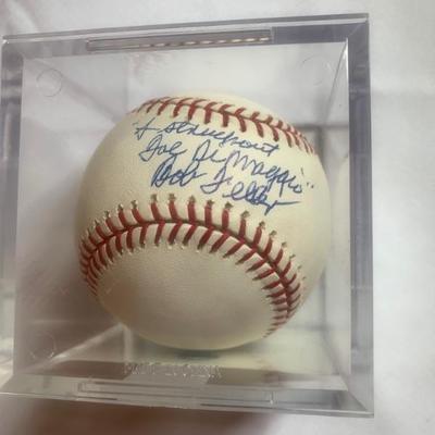 $299- Bob Feller signed “I struck out Joe DeMaggio” COA 