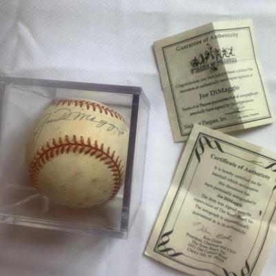 $399- COA Joe DiMaggio signed baseball