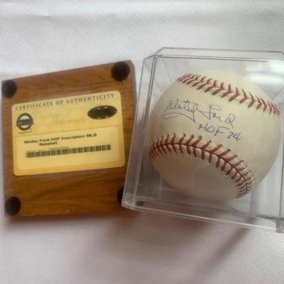 $90- Whitey Ford HOF signed COA baseball