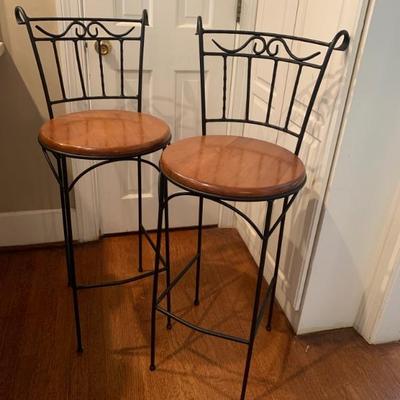 $120-2 barstools metal & wood 43”H 13”L 13”depth
