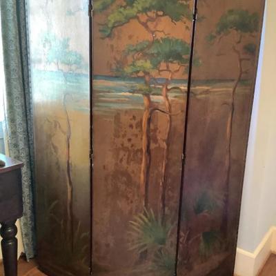 $395- Leather Painted Screen 67”H 53”L 