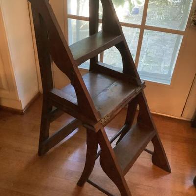$1200-Bookcase ladder/chair mid-1800s