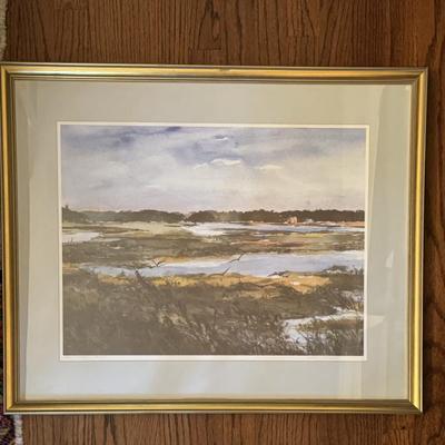 $115 Vintage Print, Salt Marsh by Artist Ann Michels. Numbered 168/200. Custom Framed 24” x 29”. 