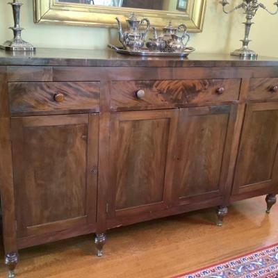 $1050- Federal Mahogany Sideboard Brass Tip Feet 43"H 73"L 21"depth