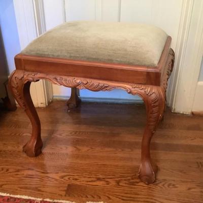 $85- Ball & Claw, fabric stool 21”H 23” x 20” 