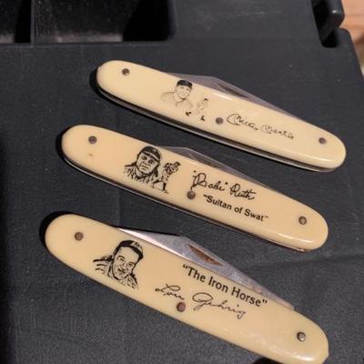 $35 each- Mickey Mantle, Babe Ruth, Lou Gehrig pocket knives 