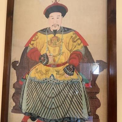 $795- Rice paper on silk framed  58"H 30"W- black hat man