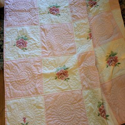 97" x 68" hand sewn rose quilt