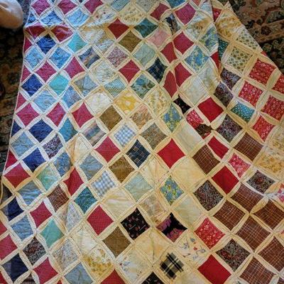 Hand sewn windows quilt 80" x 49" 