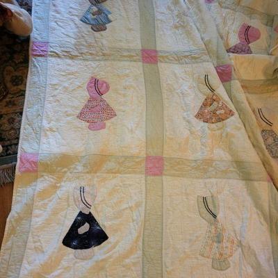 Hand sewn " little girls" quilt 86 1/2" x 66" 