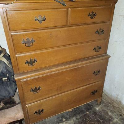 Colonial tall boy dresser