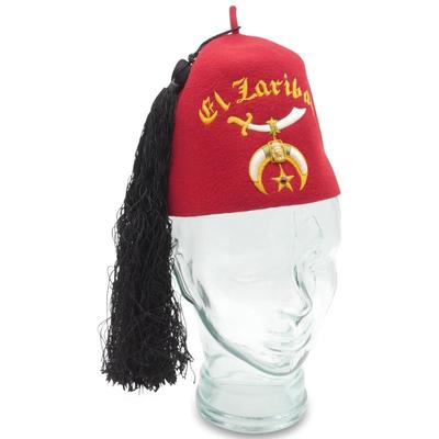 Vintage "El Zaribah" Shriners Masonic Fez Hat With Tassel