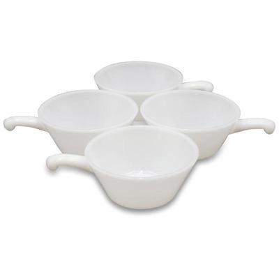 Anchor Hocking Fire King Milk Glass Soup Bowls w/ Handles (Set of 4)