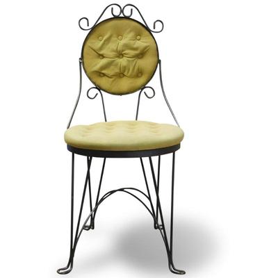 Teena Wrought Iron Vanity Chair with Tufted Velour